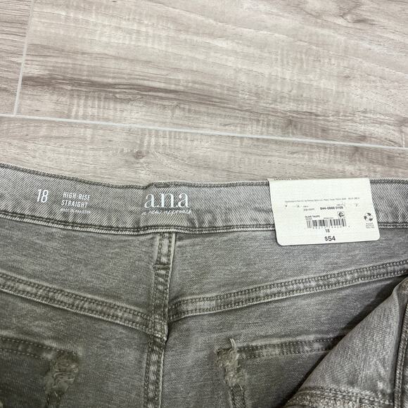 a.n.a High Rise Slim Straight Leg Fitted hip & Thigh Olive Taupe Jeans Size 18 - Picture 8 of 11